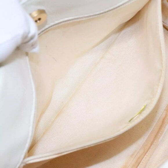 CHANEL Wild Stitch Chain Tote Bag Leather White Gold CC Auth bs17226 - Picture 12 of 16